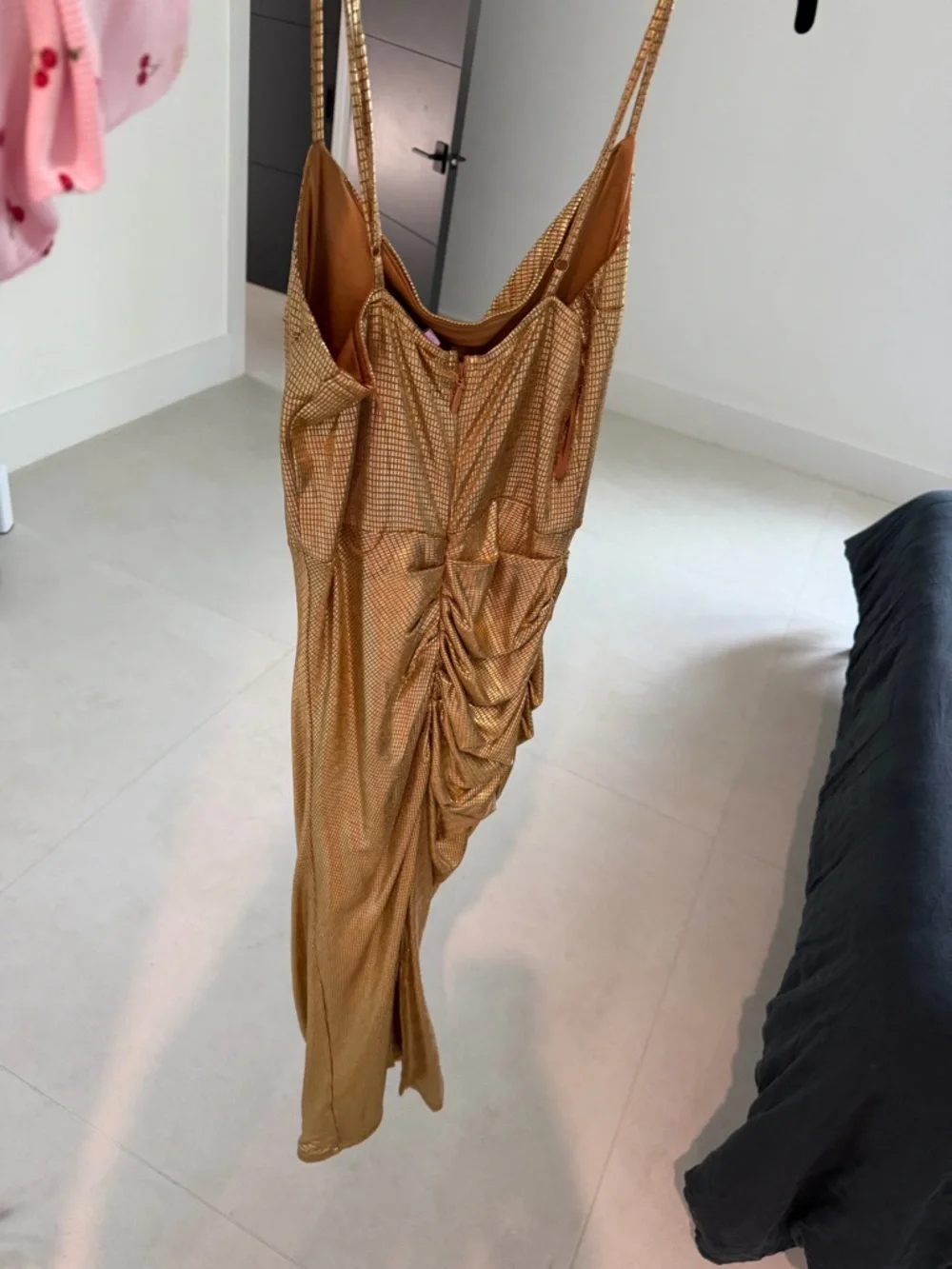 JLUXLABEL Metallic Gold Spaghetti-Strap Maxi Dress - Picture 3 of 4